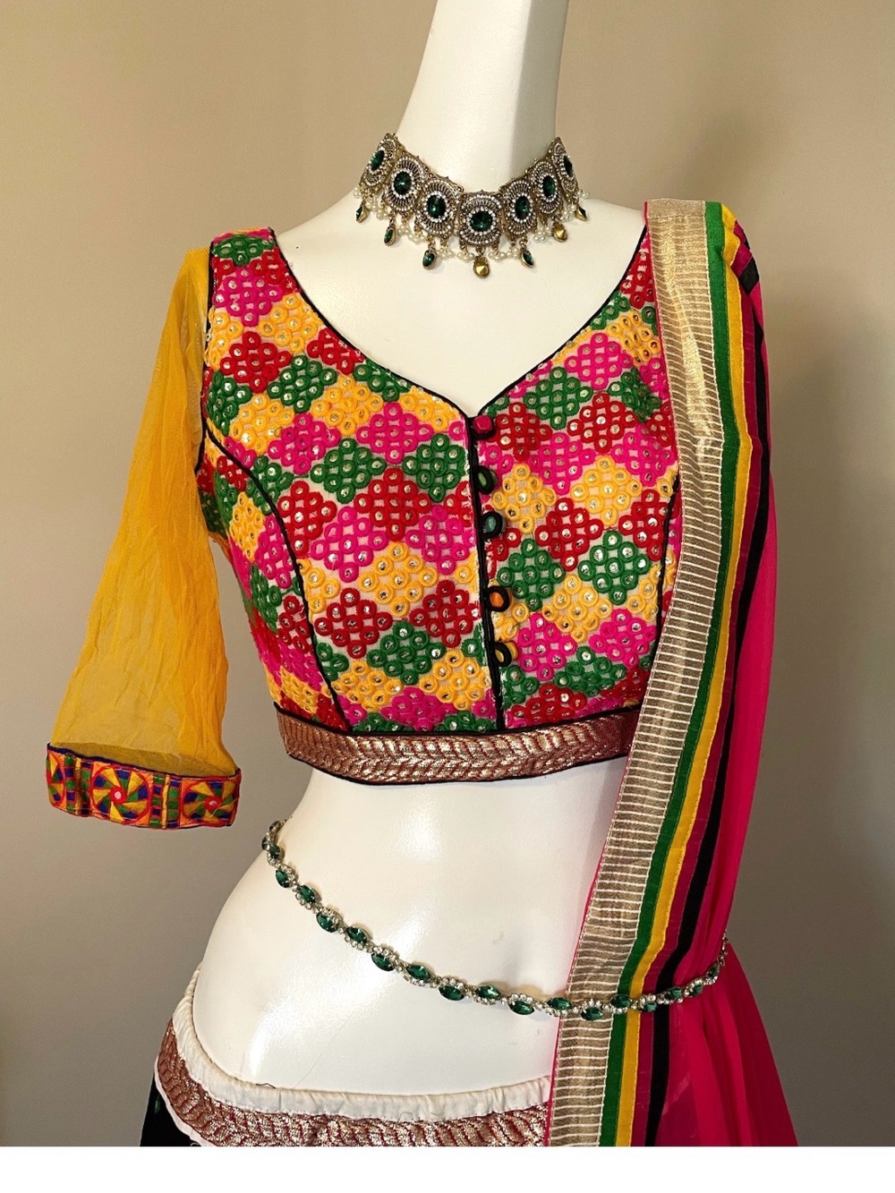 Chaniya choli Black & Gold Skirt with Festive Border